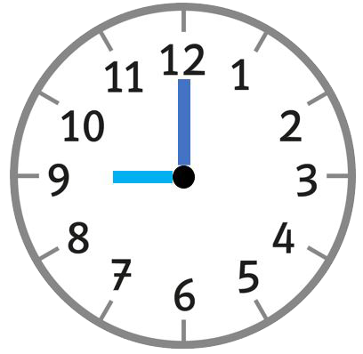Clock showing 9:00