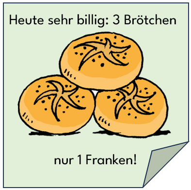 3 Brötchen für 1 Franken